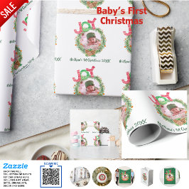 Babys 1. Weihnachtskranz mit dem Namen Keepake im  Geschenkpapier