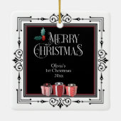 Babys 1. Weihnachtsrahmen, Merry Christma Keramikornament (Rückseite)