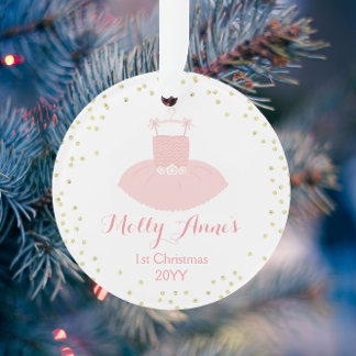 Baby's 1. Weihnachtsrosa & Gold Tutu Ornament