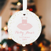 Baby's 1. Weihnachtsrosa & Gold Tutu Ornament