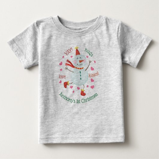 Baby's 1. Weihnachtsschneemann Baby T-shirt (Vorderseite)