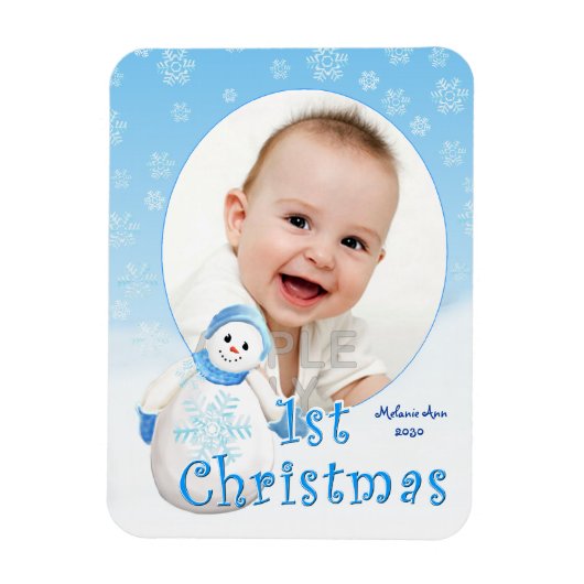 Baby's 1. Weihnachtsschneemann Custom Magnet (Vertikal)