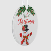 Baby's 1. Weihnachtsschneemann Poinsettia Ornament (Vorderseite)