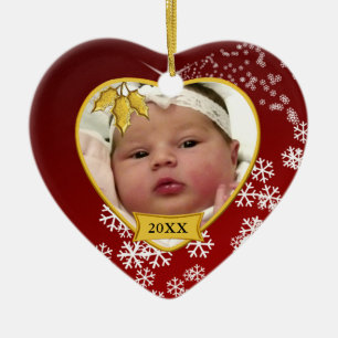 Baby's 1. Weihnachtsschneerot-Foto Keramik Ornament