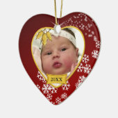 Baby's 1. Weihnachtsschneerot-Foto Keramik Ornament (Links)