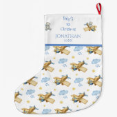 Baby's 1. Weihnachtswasserfarbe Name für Ihm Blue Großer Weihnachtsstrumpf (Rückseite)