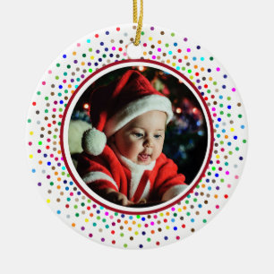 Babys 1. Weihnachtsweihnachtsfest Foto Farbige Pun Keramik Ornament
