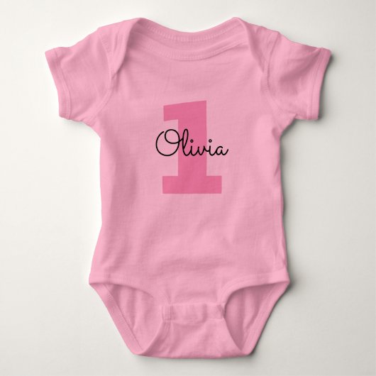 Baby's 1st Birthday Custom rosa Bodysuit für Mädch Baby Strampler (Vorderseite)
