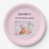 Baby's 1st birthday monogrammed Paper Plates Pappteller (Vorderseite)