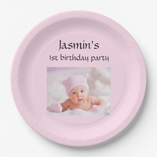 Baby's 1st birthday monogrammed Paper Plates Pappteller (Vorderseite)