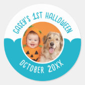 Baby's 1st Halloween Custom Photo Editable Text Runder Aufkleber (Vorderseite)