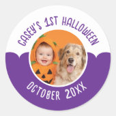 Baby's 1st Halloween Custom Photo Editable Text Runder Aufkleber (Vorderseite)