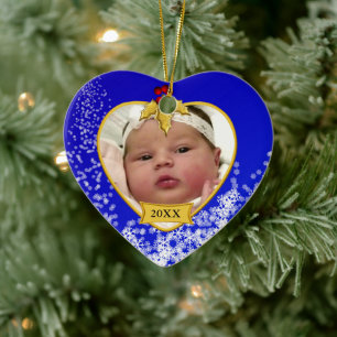 Baby's 2-seitiges Foto-Andenken-Weihnachten Keramikornament