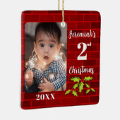 Baby's 2. Weihnachts Red Brick Keepake Keramikornament (Rechts)