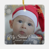 Baby's 2. Weihnachts Red Snowflake Ornament (Vorderseite)