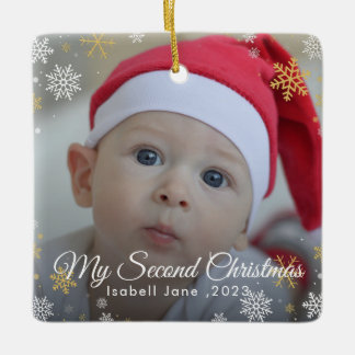 Baby's 2. Weihnachts Red Snowflake Ornament