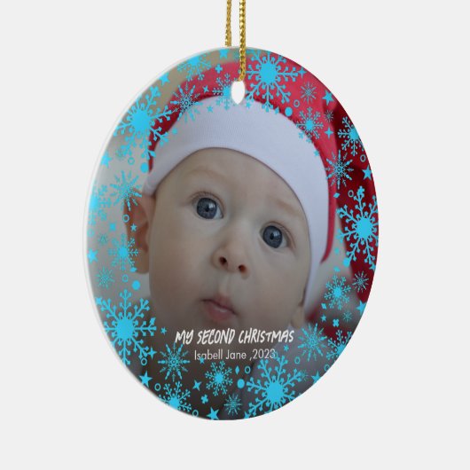 Baby's 2. Weihnachts Red Snowflake Ornament (Rechts)