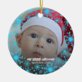 Baby's 2. Weihnachts Red Snowflake Ornament (Vorne)