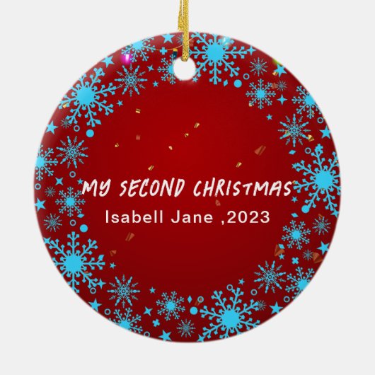 Baby's 2. Weihnachts Red Snowflake Ornament (Hinten)