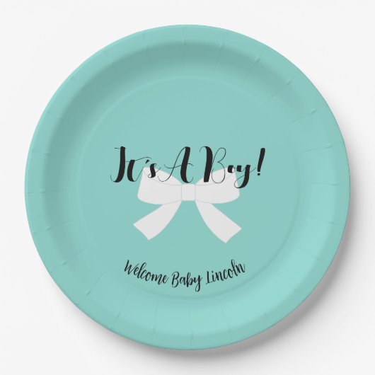 BABY'S A Boy! Blue Dusche Party Pappteller (Vorderseite)