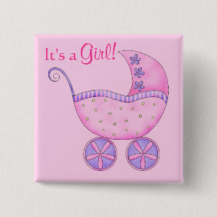 Baby's A Girl Geburtshaus Ankündigung Abzeichen B Button