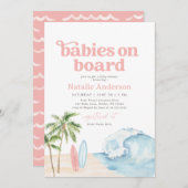 Babys an Bord Surf Twin Baby Shower Einladung (Vorne/Hinten)