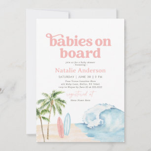 Babys an Bord Surf Twin Baby Shower Einladung