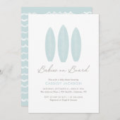 Babys an Bord Surfboard Twin Baby Shower Einladung (Vorne/Hinten)
