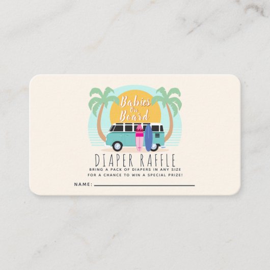 Babys an Bord Van Twins Diaper Raffle Visitenkarte (Vorderseite)