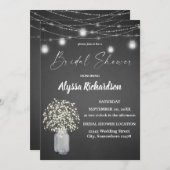 Babys Atem Chalk G & String Lights Brautparty Einladung (Vorne/Hinten)