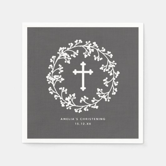 Baby's Atem Christening Serviette (Vorderseite)