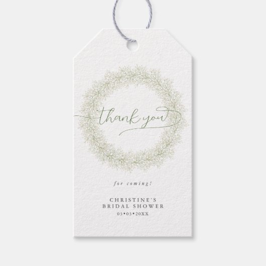 Baby's Atem Kranz Brautparty Vielen Dank Geschenkanhänger (Vorderseite)