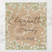 Babys Atem Wasserfarbe Floral Rustikales Boho Hoch Weinetikett (Einzelnes Label)