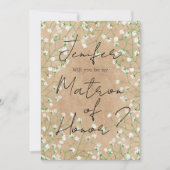 Babys Atemblume wirst du meine Ehrenmatrone sein Einladung (Vorderseite)