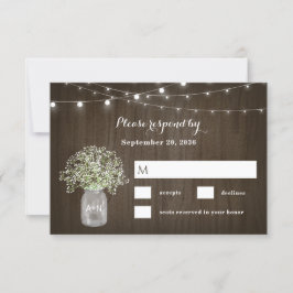 Babys Atemmason Jar Rustikale Lichter Hochzeit RSVP Karte