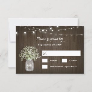Babys Atemmason Jar Rustikale Lichter Hochzeit RSVP Karte