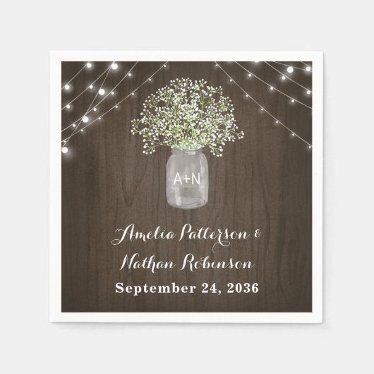Babys Atemmason Jar Rustikale Lichter Hochzeit Serviette (Vorderseite)