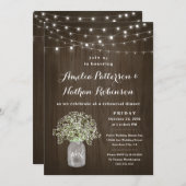 Babys Atemmason Jar Rustikale Probe Abendessen Einladung (Vorne/Hinten)