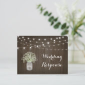 Babys atmen Mason Jar Rustic Lights Wedding RSVP Postkarte (Stehend Vorderseite)