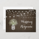 Babys atmen Mason Jar Rustic Lights Wedding RSVP Postkarte (Vorne/Hinten)