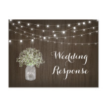 Babys atmen Mason Jar Rustic Lights Wedding RSVP