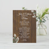 Babys atmen rustikales Menü für Hochzeitstische Menükarte (Stehend Vorderseite)