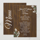 Babys atmen rustikales Menü für Hochzeitstische Menükarte (Vorne/Hinten)