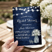 Babys atmen Rustikales Navy Blue Lights Brautparty Einladung