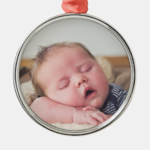 Baby's Baby Foto Blue Christmas Ornament Aus Metall