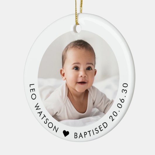 Baby's Baptism Photo Keepsake Keramik Ornament (Links)