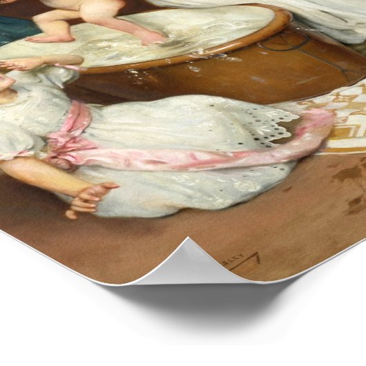 Baby's Bath Time | Arthur John Elsley Poster (Ecke)