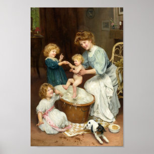 Baby's Bath Time   Arthur John Elsley Poster