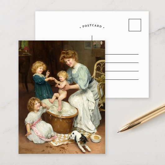 Baby's Bath Time | Arthur John Elsley Postkarte