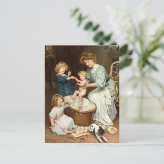 Baby's Bath Time | Arthur John Elsley Postkarte (Stehend Vorderseite)